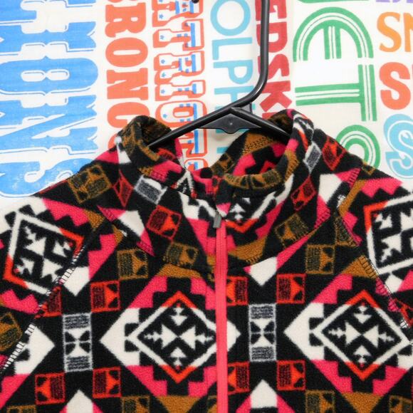 Womens Eddie Bauer Fleece Jacket Size L Geometric Print Quarter Zip - Picture 3 of 4